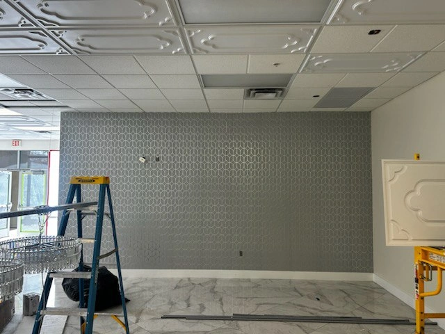 Commercial wallpaper installation for offices and lobbies