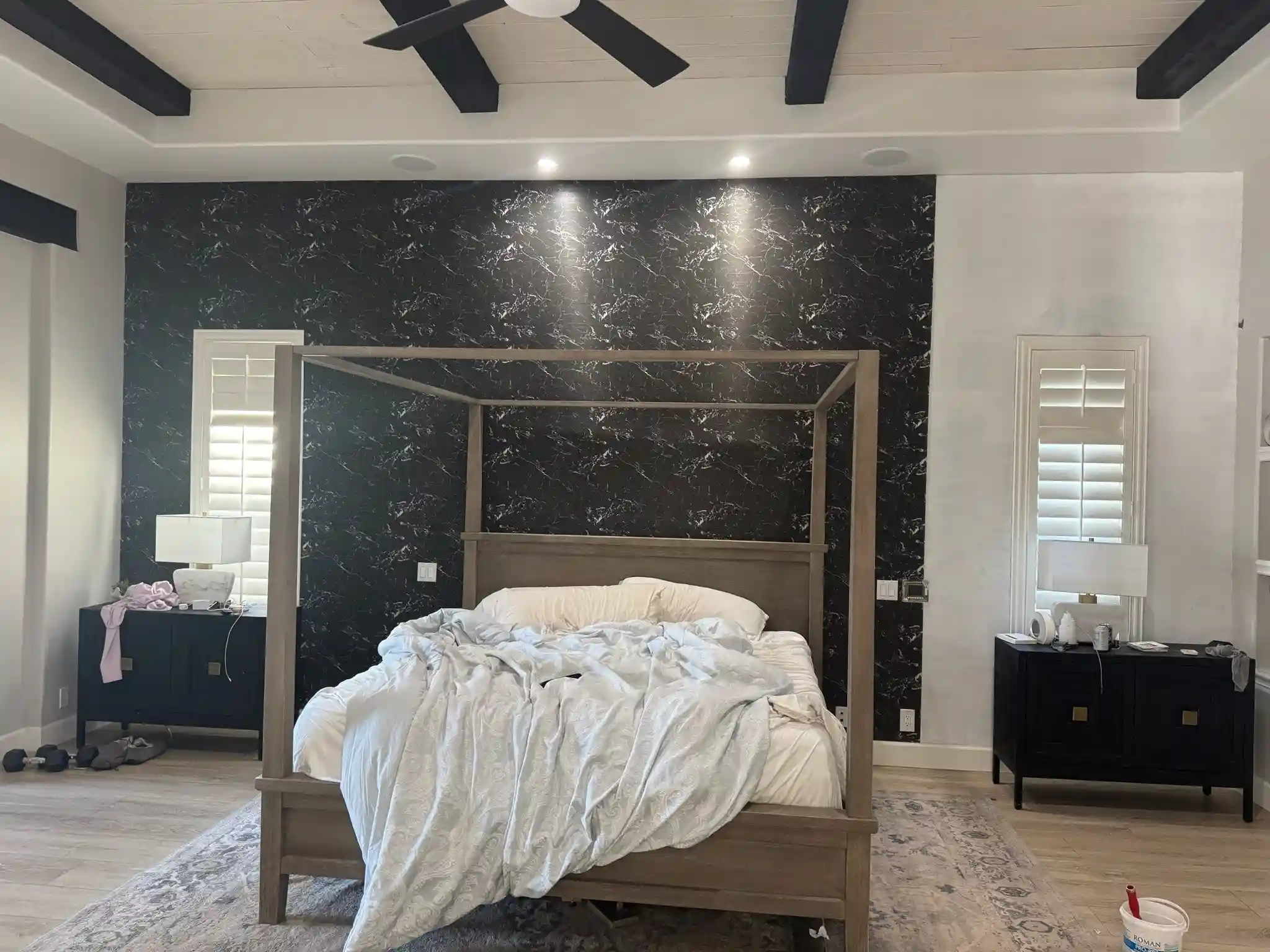 Commercial vinyl wall covering in hotel lobby