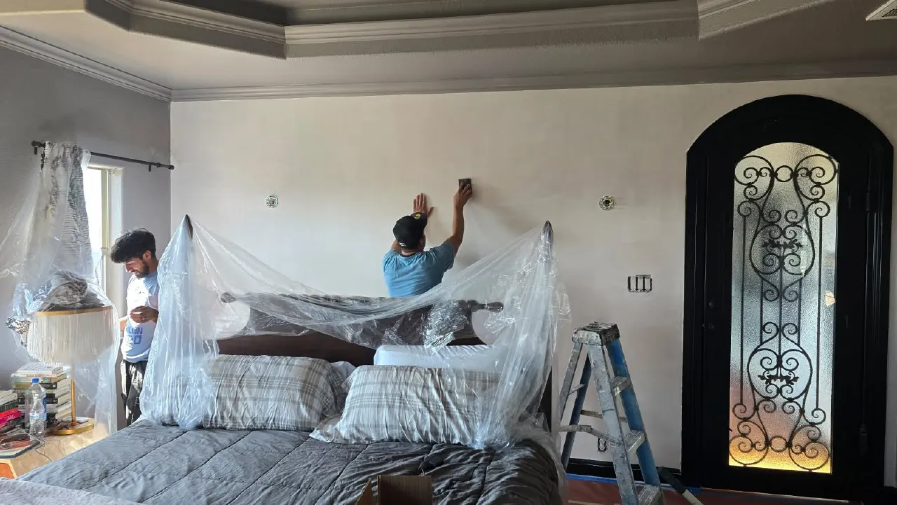 Commercial wallpaper installation in a Denver office building